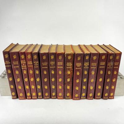 1548 Set of Fifteen Thomas Nelson Leather Bound Charles Dickens Books