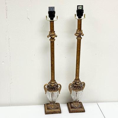 Pair (2) ~ Antique Bronze Table Lamp ~ *Read Details