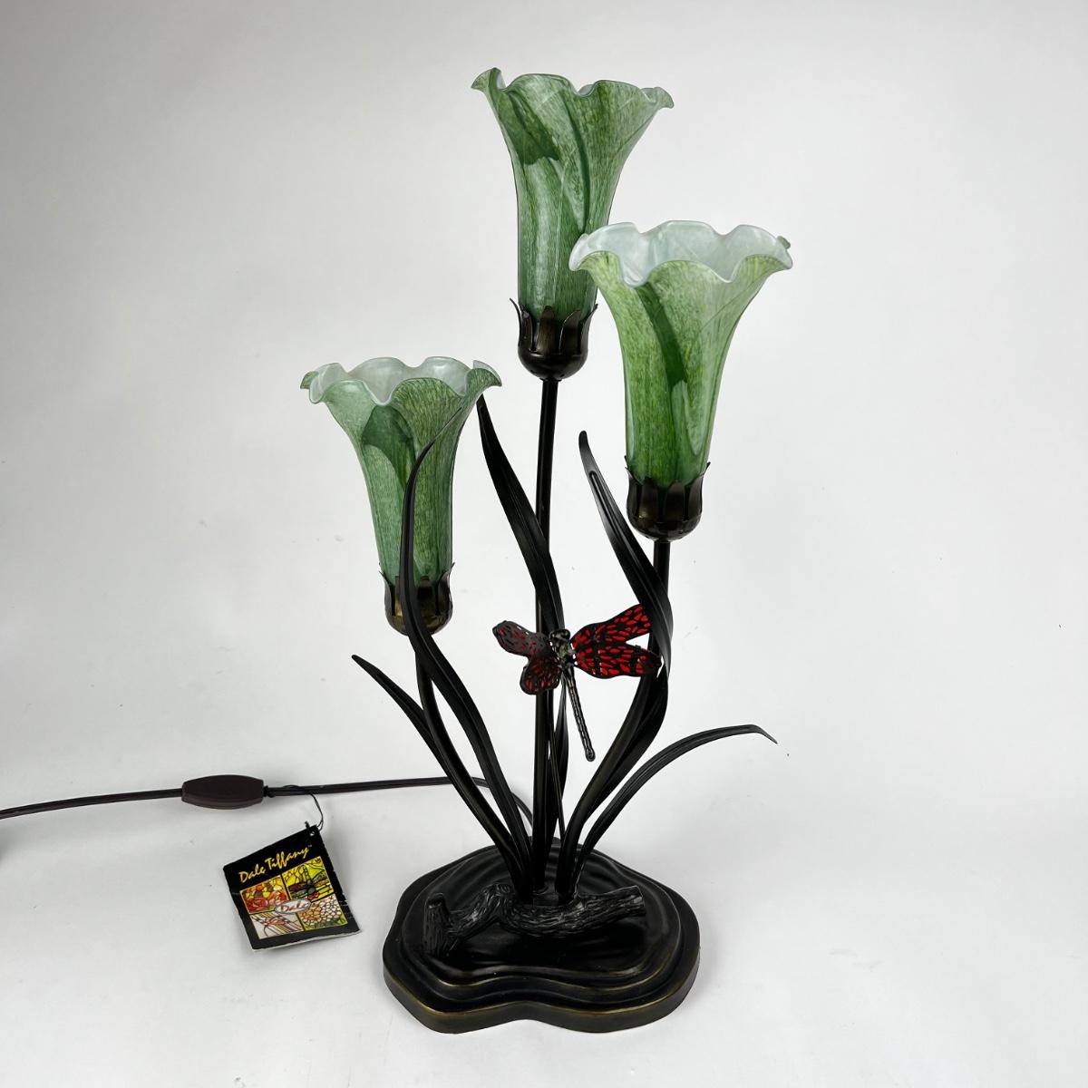 1549 Dale Tiffany Co. Tulip Dragonfly Table Lamp EstateSales