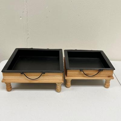Set Of Two (2) ~ Rustic Footed Trays