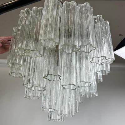 1550 Vintage Suspension Lamp Made in Italy Tronchi Murano Glass