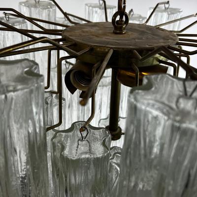 1550 Vintage Suspension Lamp Made in Italy Tronchi Murano Glass