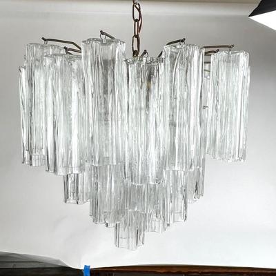 1550 Vintage Suspension Lamp Made in Italy Tronchi Murano Glass