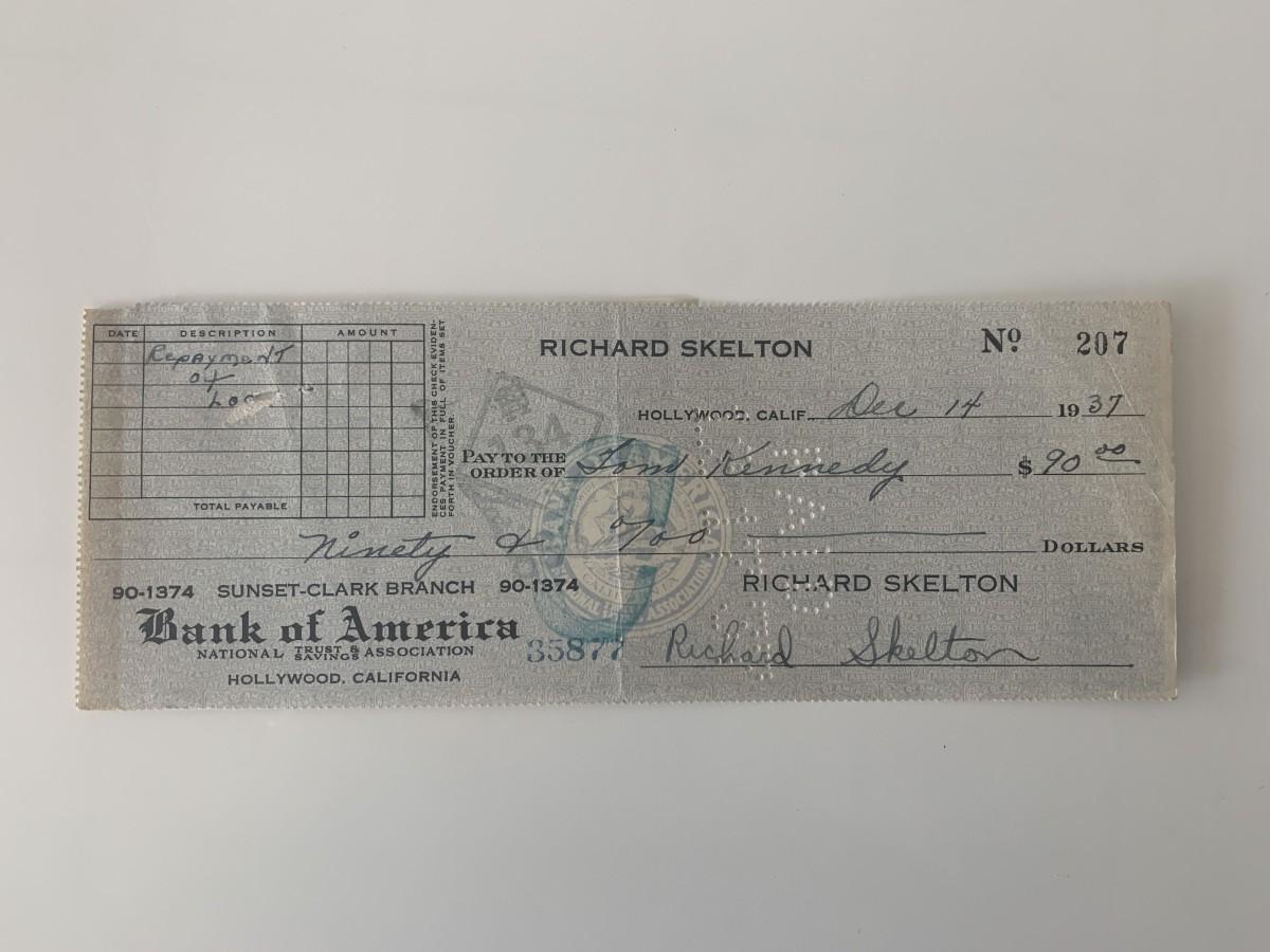 Red Skelton signed check | EstateSales.org