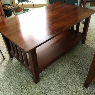 Two Ethan Allen Mission Style Matching Wooden Coffee/End Tables -Lot 290