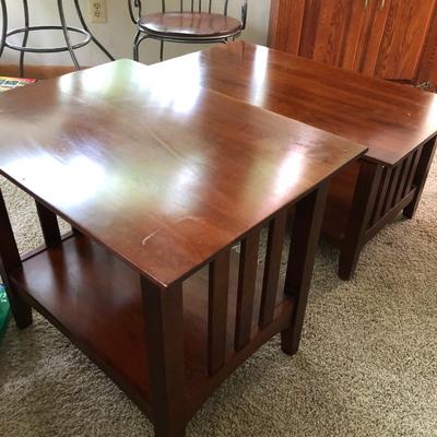 Two Ethan Allen Mission Style Matching Wooden Coffee/End Tables -Lot 290