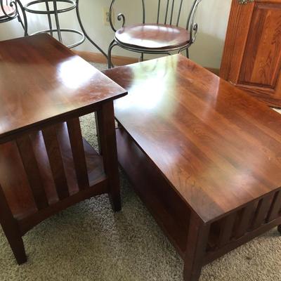 Two Ethan Allen Mission Style Matching Wooden Coffee/End Tables -Lot 290