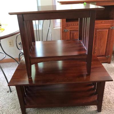 Two Ethan Allen Mission Style Matching Wooden Coffee/End Tables -Lot 290