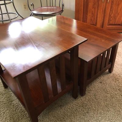 Two Ethan Allen Mission Style Matching Wooden Coffee/End Tables -Lot 290