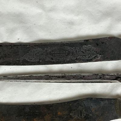 1543 Antique Sheffield England Harrison Bros & Howson Sterling Silver Mounted Bone Carving Set