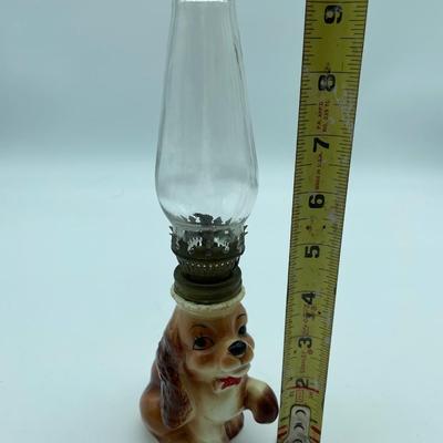 Vintage dog oil lamp