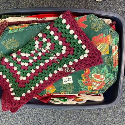 Whole tote of Christmas linens