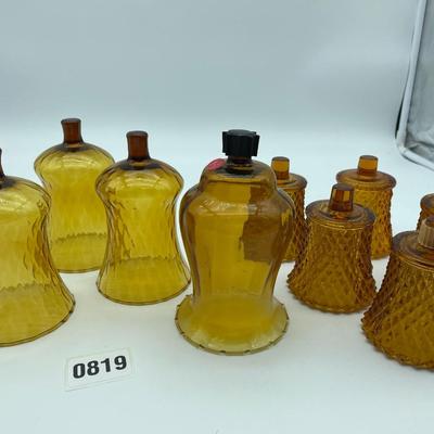 Amber glass candle holder