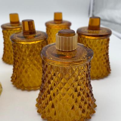 Amber glass candle holder