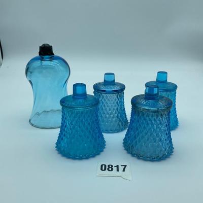 Aqua blue candle holders