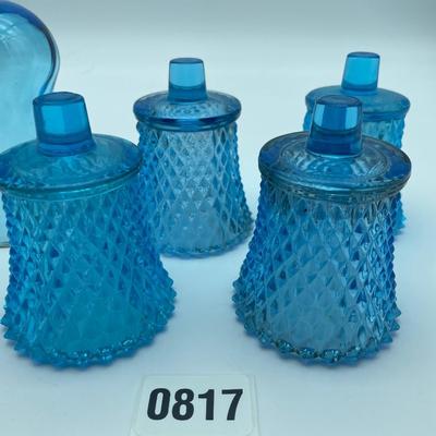 Aqua blue candle holders