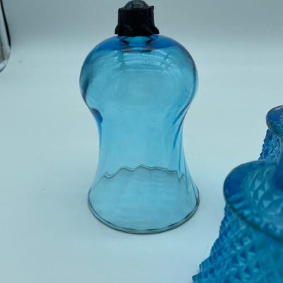 Aqua blue candle holders