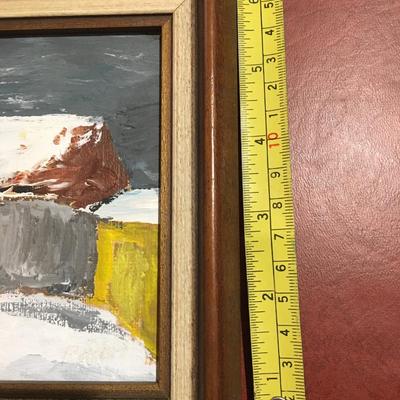 Winter scene painting primitive Naive untrained