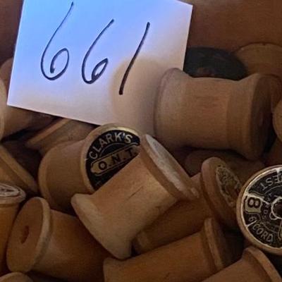 Vintage Box Full of Thread Spools