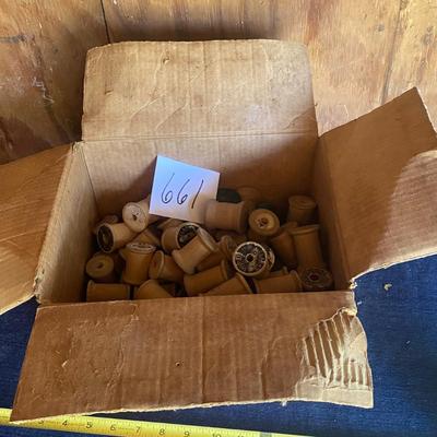 Vintage Box Full of Thread Spools