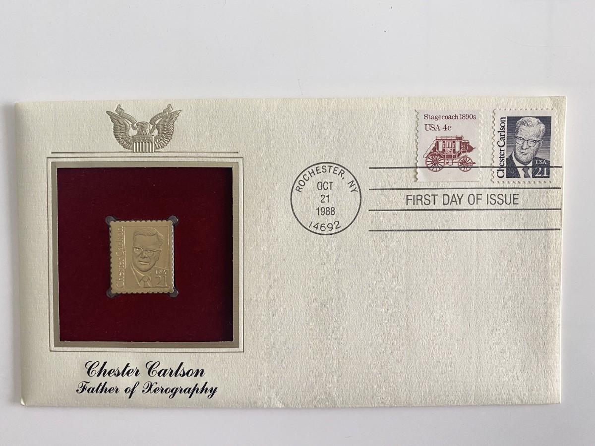 Chester Carlson Father of Xerography Gold Stamp Replica First Day Cover ...