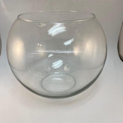 Large Clear Glass Bubble Shaped Punch Goldfish Bowl Terrarium