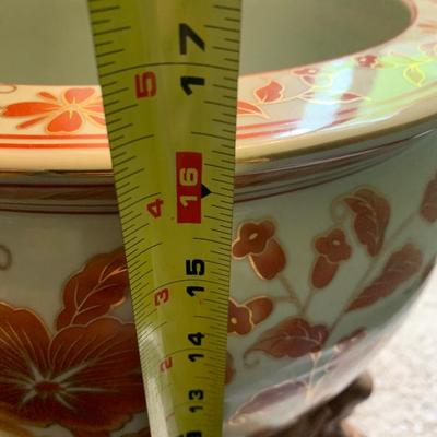 Heavy Ceramic Asian Planter On Stand