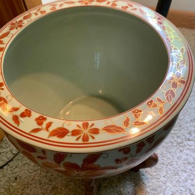 Heavy Ceramic Asian Planter On Stand