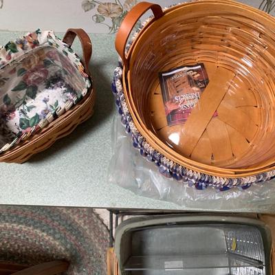 3 Longaberger Baskets - Magazine Rack + 2 Other Baskets Lot