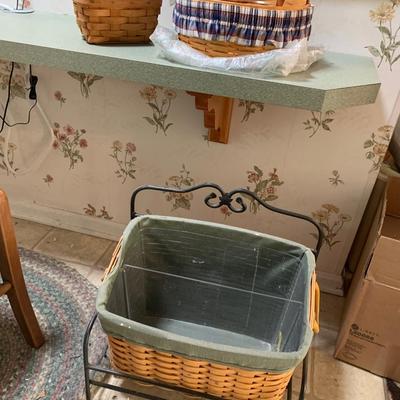 3 Longaberger Baskets - Magazine Rack + 2 Other Baskets Lot