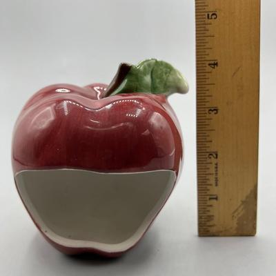 Ceramic Apple Shaped Spoon Rest Trinket Soap Dish Figurine