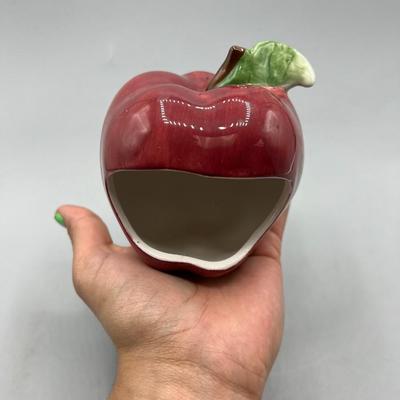 Ceramic Apple Shaped Spoon Rest Trinket Soap Dish Figurine