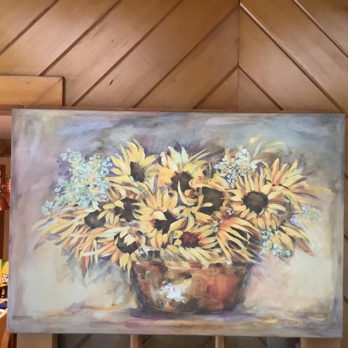 Lot 319 Sunflower Bouquet Print On Canvas Signed By Josephine Alexander 