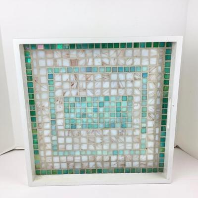 Lot 324. Hand Crafted Mosaic Serving Tray with Handles