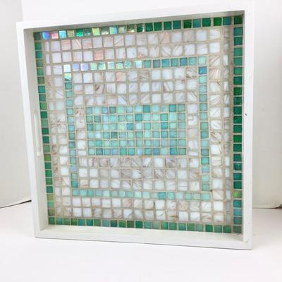 Lot 324. Hand Crafted Mosaic Serving Tray with Handles