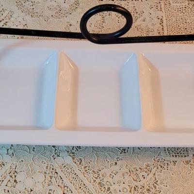 Metal And Ceramic 3 Section Serving Dish