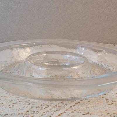 Crate & Barrel Clear Glass Chip and Dip Platter