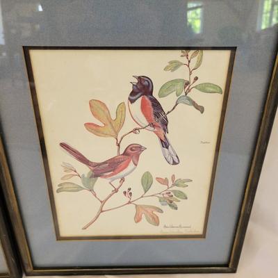 Signed Anne Worsham Richardson Framed Bird Prints (WS-DW)
