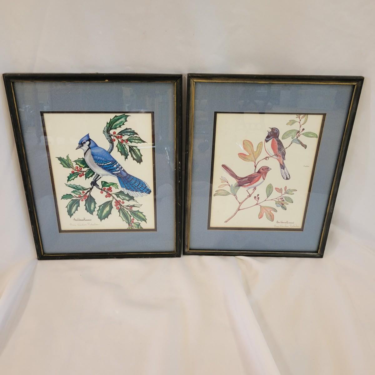 Signed Anne Worsham Richardson Framed Bird Prints (WSDW)