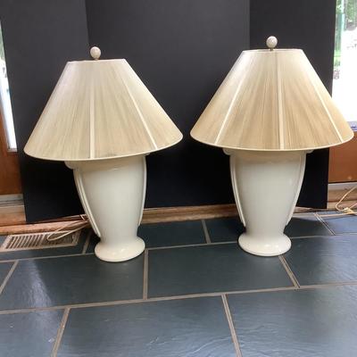 Lot 325  Pair of White Urn Style Ceramic Lamps