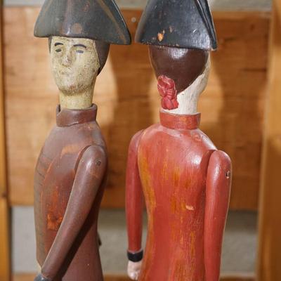 EARLY FOLK ART BRITISH SOLDIERS WOOD TOY FIGURES