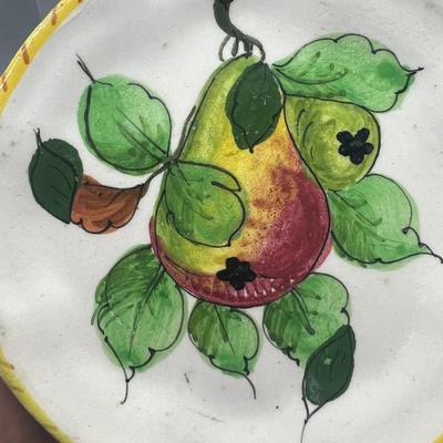 Vintage Made in Italy Ceramic Porcelain Fruit Motif Hand Painted Plates
