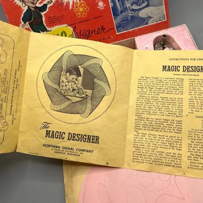 Vintage The Magic Designer Geometric Shape Drawer Early Spirograph