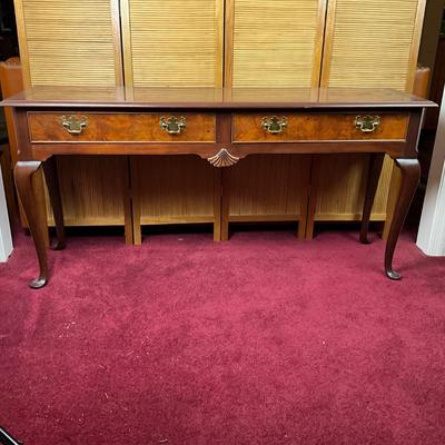 341 Vintage Hekman Mahogany Two Drawer Console Table
