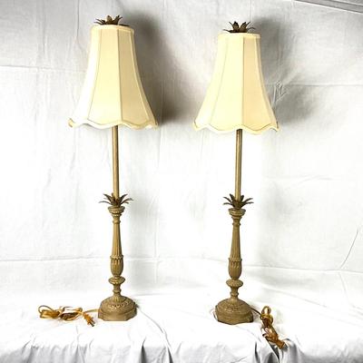 342 Pair of Gold Decorative Candlestick Lamps