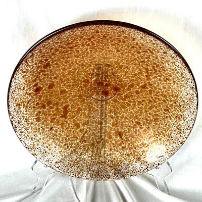 346 Large KOSTA BODA Brown Speckled Glass Decorative Bowl 14'
