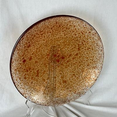 346 Large KOSTA BODA Brown Speckled Glass Decorative Bowl 14'