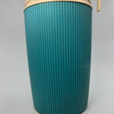 Vintage Midcentury Teal and White Thermos Brand Hot Cold Container Quart Size