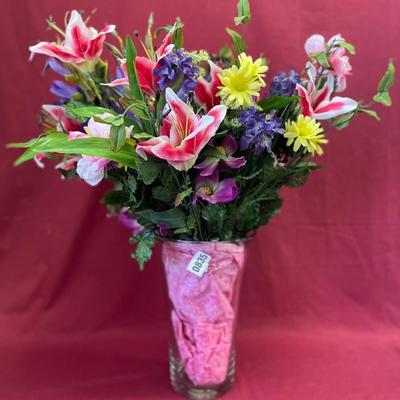 Beautiful silk floral arrangement in heavy vase