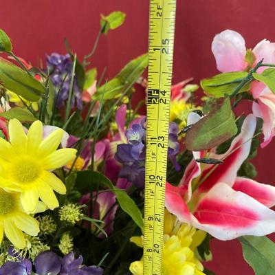 Beautiful silk floral arrangement in heavy vase
